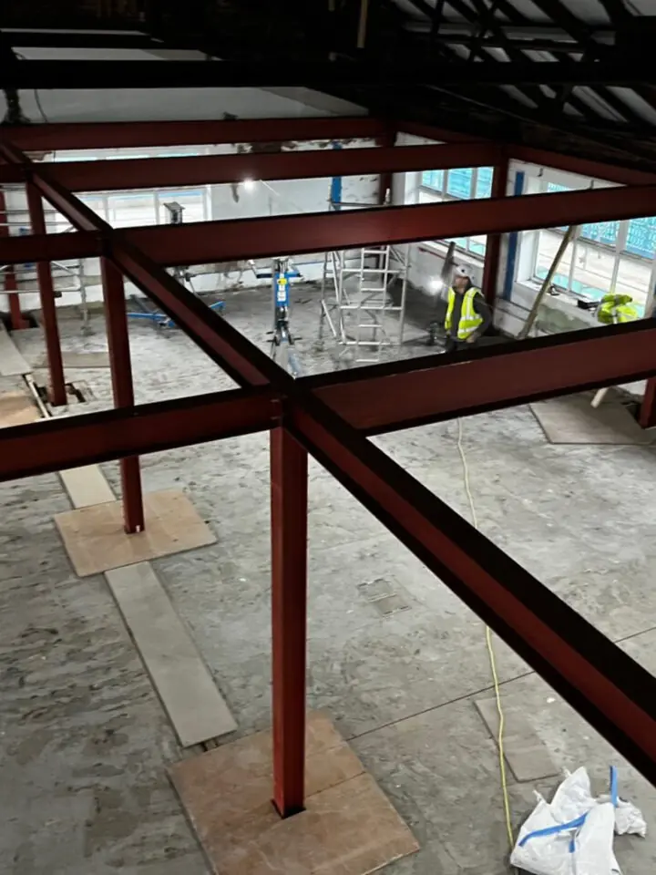 large section of steel beams
