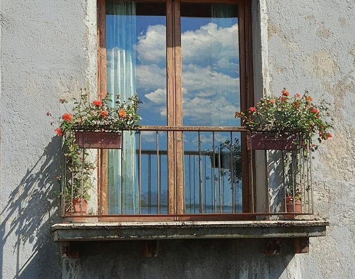 old wooden french balcony