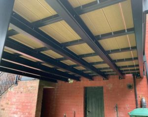 Supportive Steel Beams For Raised Decking Area