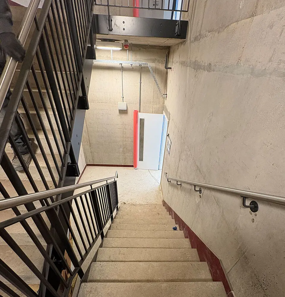 view down steel internal staircase