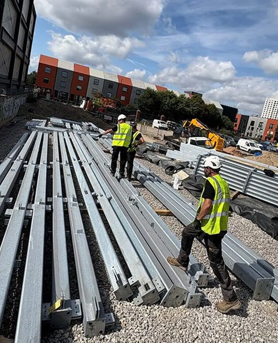 steel beams laying on ground leeds