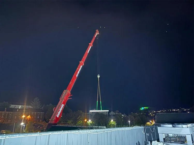 lifting steel beam onto platform scotland