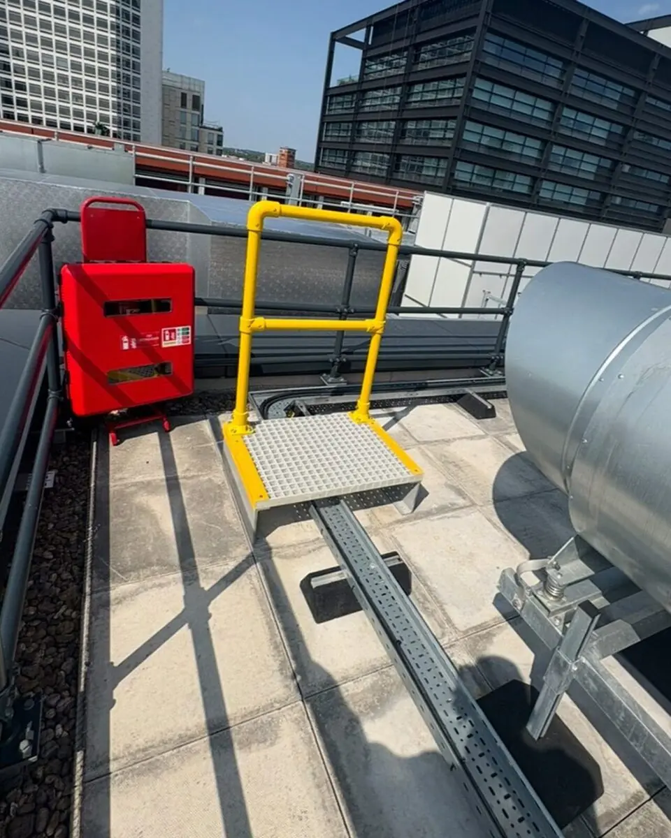 grp riser over cable tray rooftop