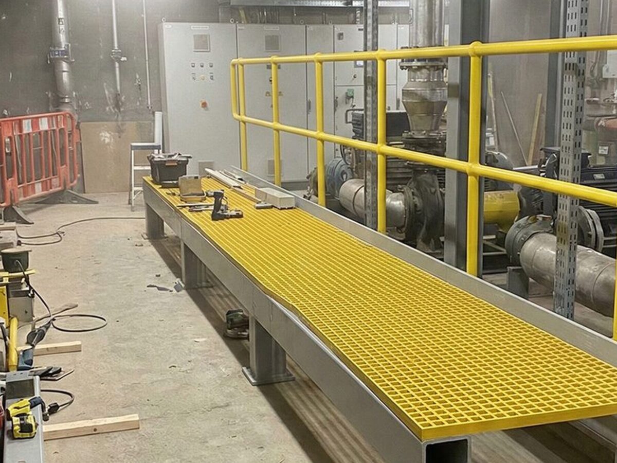 partially manufactured grp riser walkway in uis factory